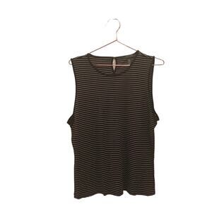 Lauren Ralph Lauren Black/White Striped Knit Tank - XL